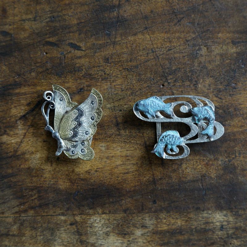 帯留「流水と魚」「蝶々」【騎西屋】 | たかはしきもの工房 本店